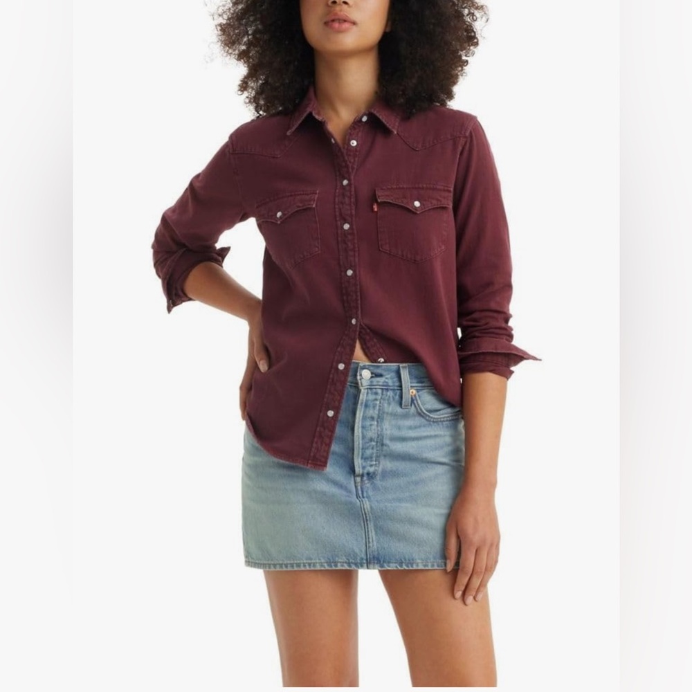 Levi's Ultimate Western Shirt Women's Burgundy Button-Up Shirt Windsor wine
